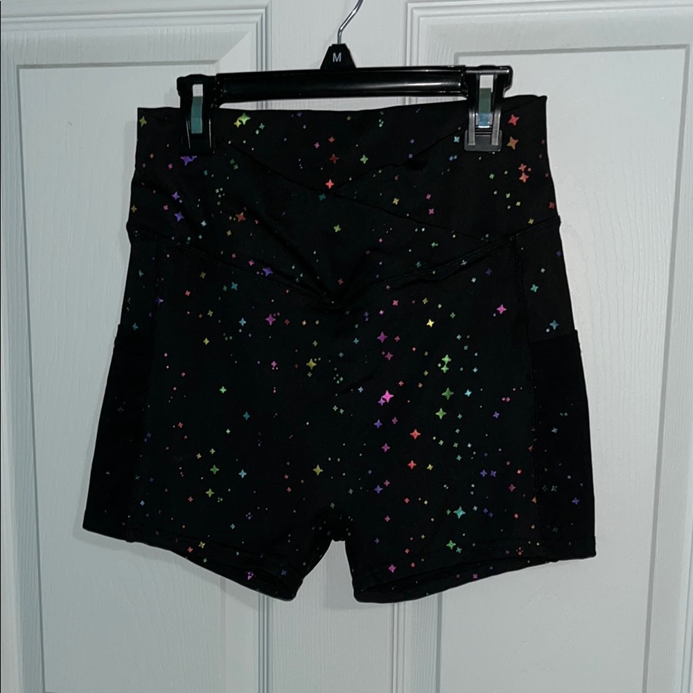 SHEIN Black Athletic Shorts with Cosmic Print